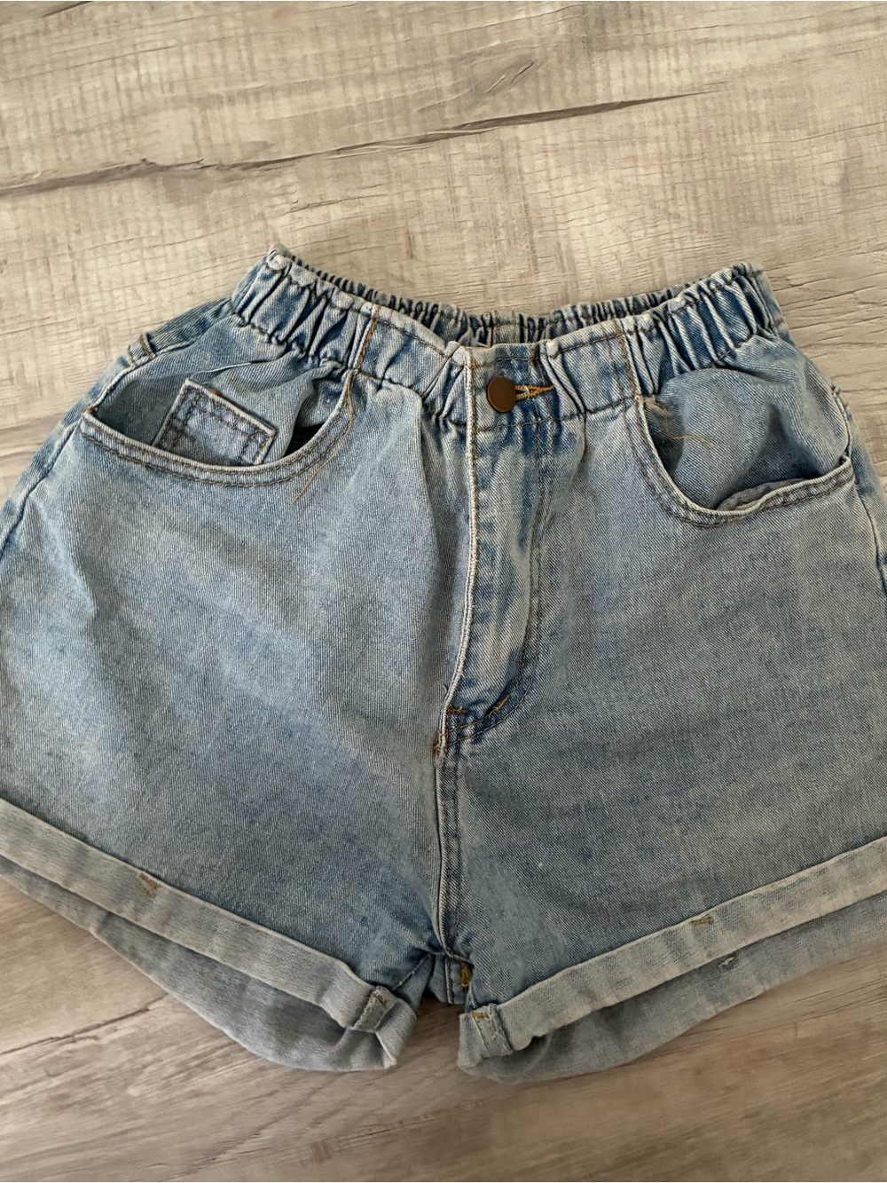 light wash jean shorts